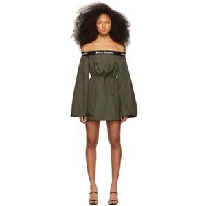 EUC Palm Angels Balloon Dress Off-the-Shoulder in Military Green RARE